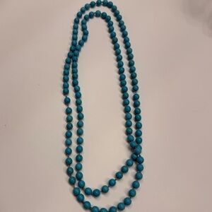 Vintage Y2K Authentic Turquoise Stone Hand Knotted 24” Necklace